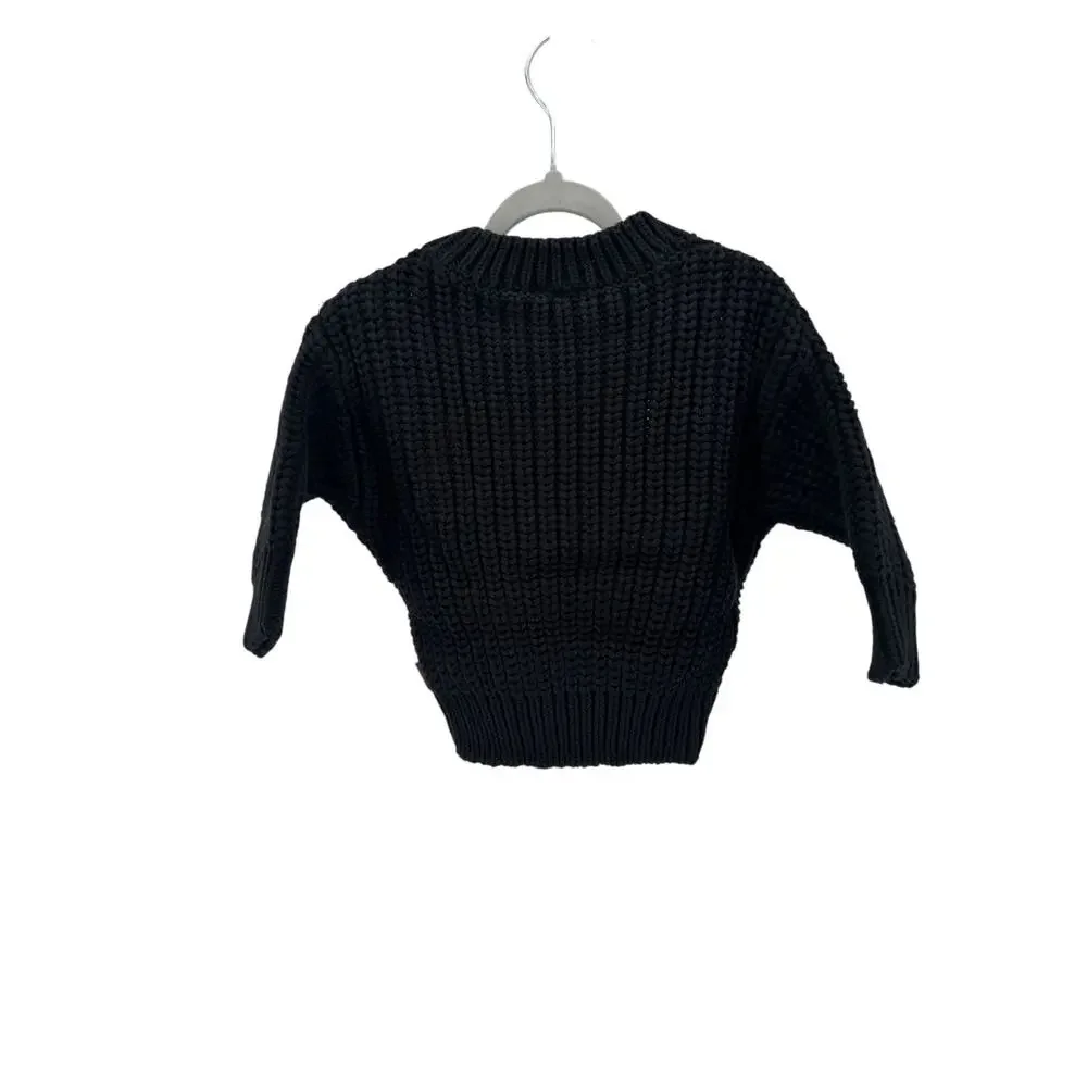 Goumi Kids Shadow Black Organic Cotton Chunky Knit Sweater Size 0-6 Months NEW - Picture 4 of 4